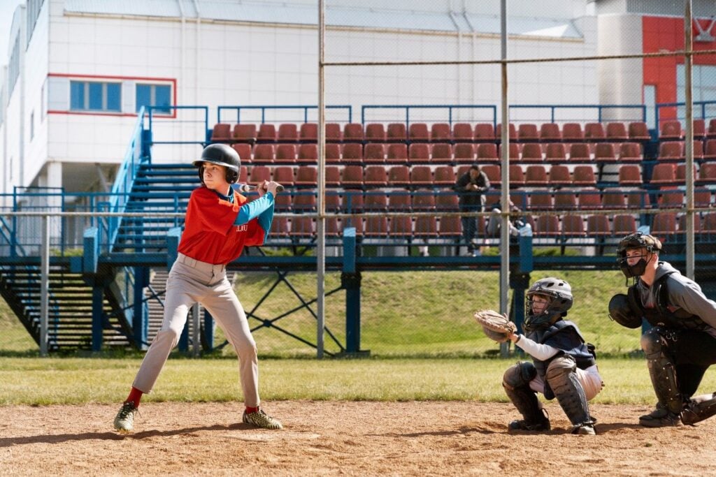 Youth baseball players on the field